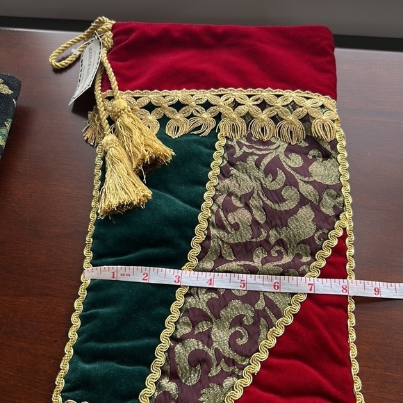 2 Victorian holiday stockings tassels extra large in size mixed media material - Picture 14 of 17